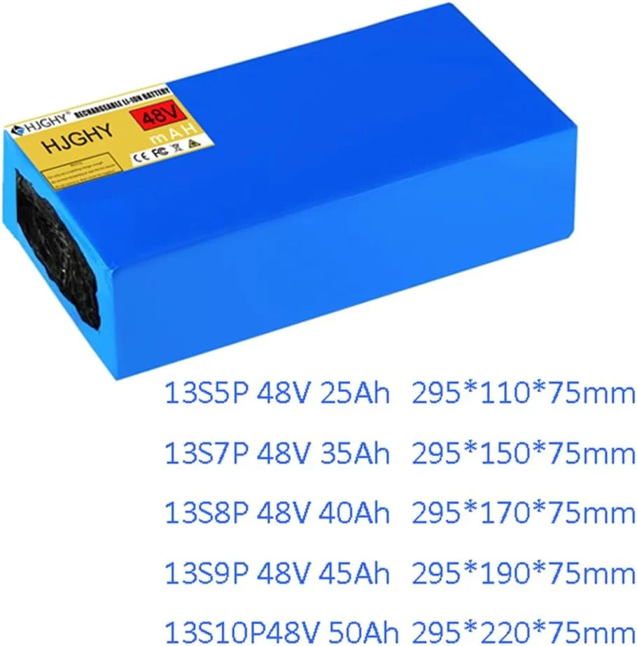 بسته باتری لیتیومی 48 ولت با ظرفیت بالا 48V 25Ah 35Ah 40Ah 45Ah 50Ah به همراه محافظ BMS و شارژر برای اسکوتر، موتورسیکلت، موتور، Xt60, 48V 50Ah