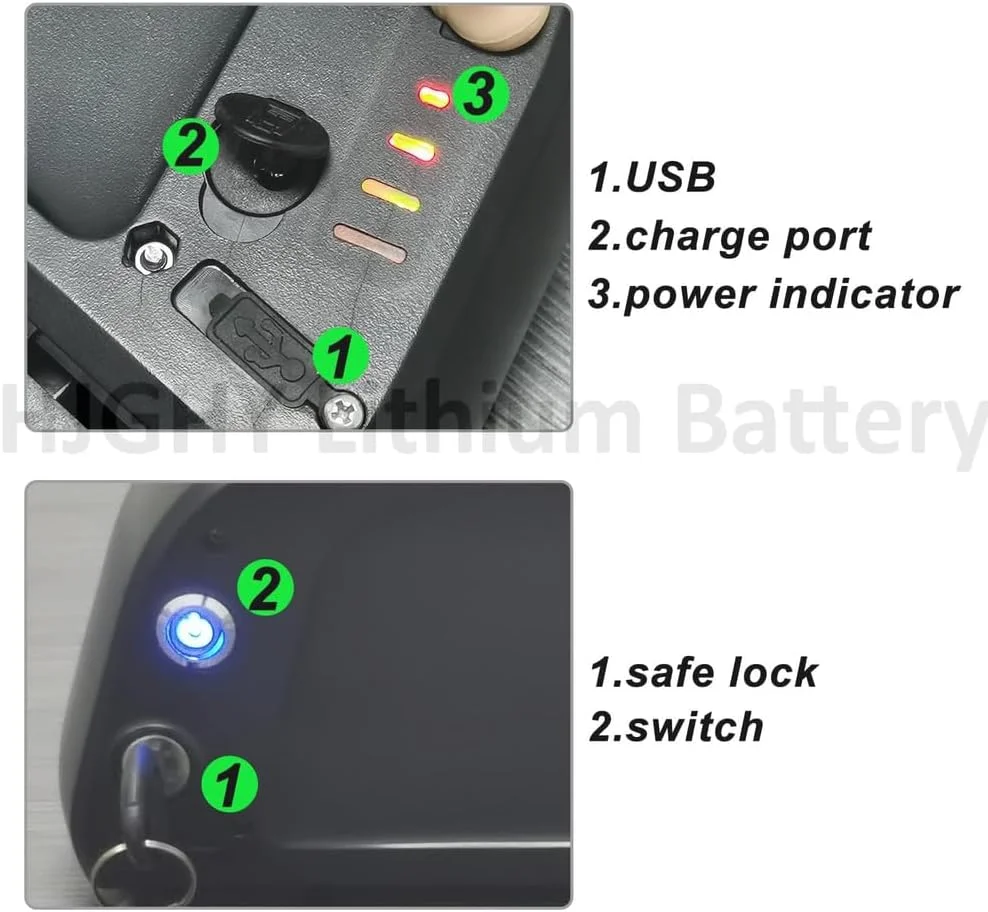 باطری لوله پایین دوچرخه برقی 36 ولت 10 آمپر ساعت 12 آمپر ساعت 15 آمپر ساعت 17.5 آمپر ساعت 48 ولت 52 ولت 10 آمپر ساعت 12 آمپر ساعت 14 آمپر ساعت 8 آمپر ساعت لیتیومی جایگزین برای کیت موتور برقی 0-700 وات به همراه شارژر، اندرسون، 48 ولت 8 آمپر ساعت