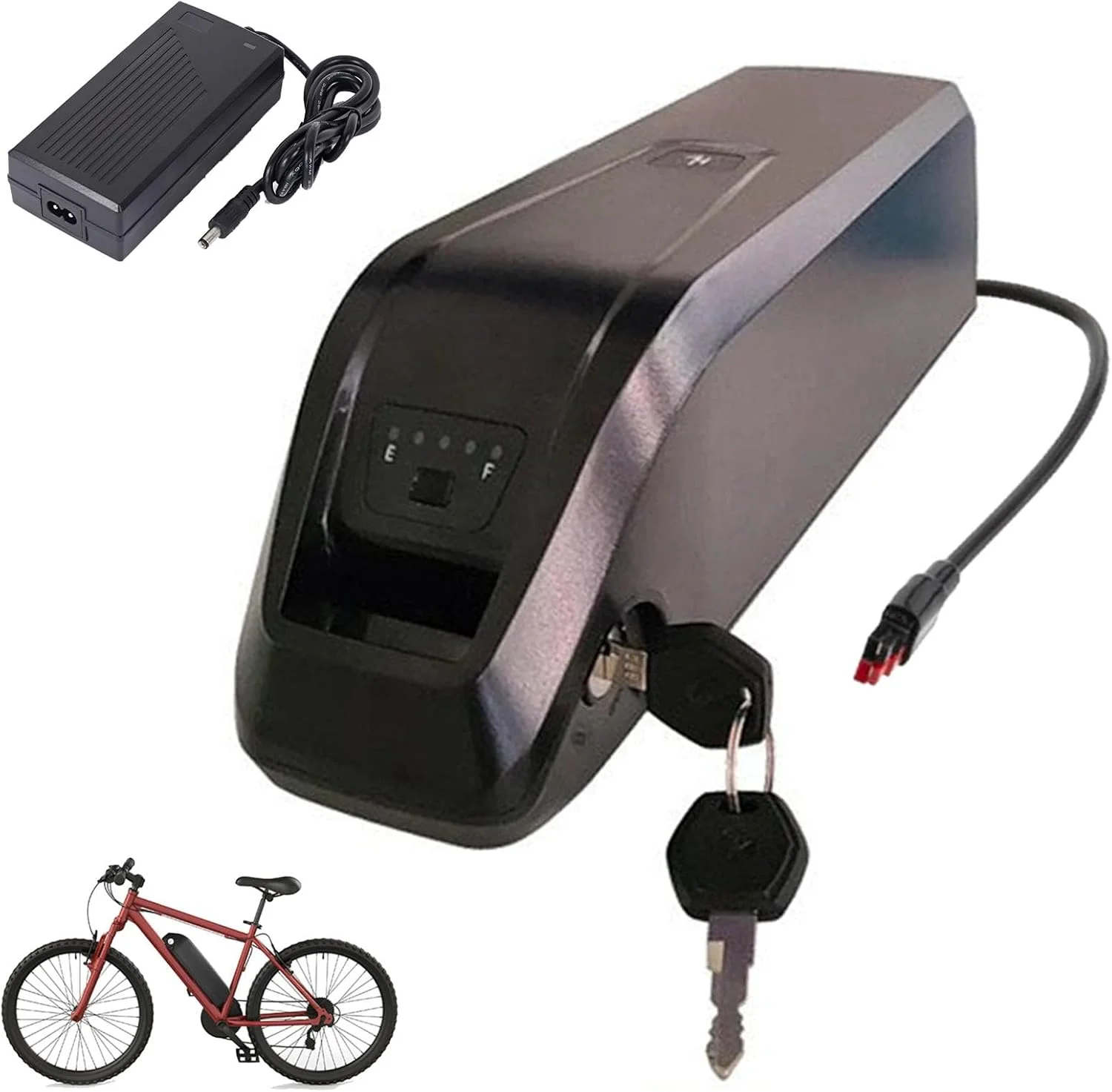 باتری لیتیوم-یونی 24 ولت 10 آمپر ساعت 13 آمپر ساعت، باتری‌های دوچرخه برقی 36 ولت 15 آمپر ساعت 17.5 آمپر ساعت، باتری لوله پایین 48 ولت 20 آمپر ساعت 24.5 آمپر ساعت قابل تعویض برای کیت‌های موتور 250 وات - 1100 وات