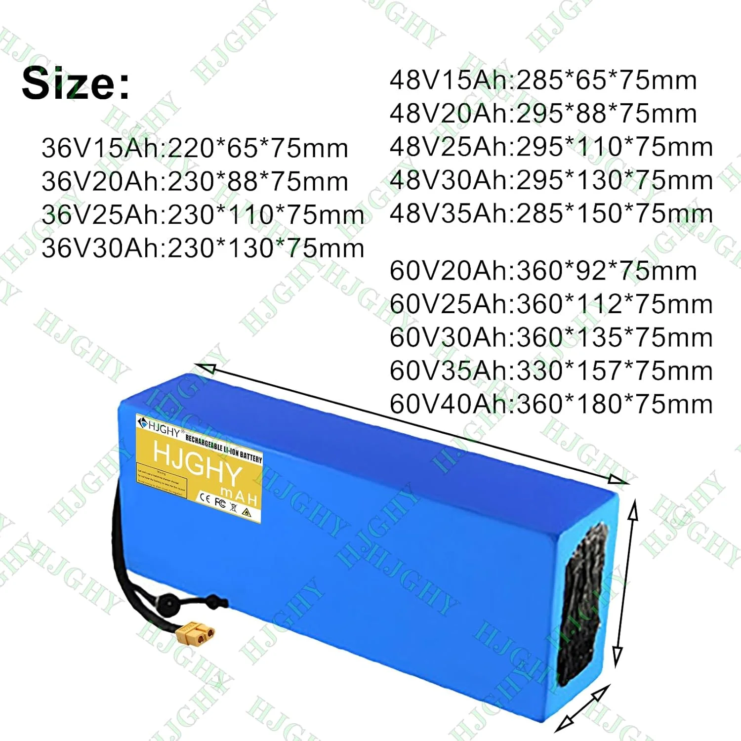 بسته باتری لیتیوم-یونی 36 ولت 30 آمپر ساعت، باتری دوچرخه برقی 48 ولت 35 آمپر ساعت، باتری لیتیومی 60 ولت 40 آمپر ساعت PVC با محافظ BMS برای موتور 540 وات - 2400 وات