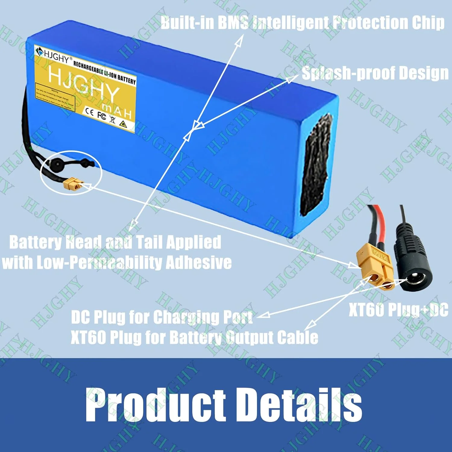 بسته باتری لیتیوم-یونی 36 ولت 30 آمپر ساعت، باتری دوچرخه برقی 48 ولت 35 آمپر ساعت، باتری لیتیومی 60 ولت 40 آمپر ساعت PVC با محافظ BMS برای موتور 540 وات - 2400 وات