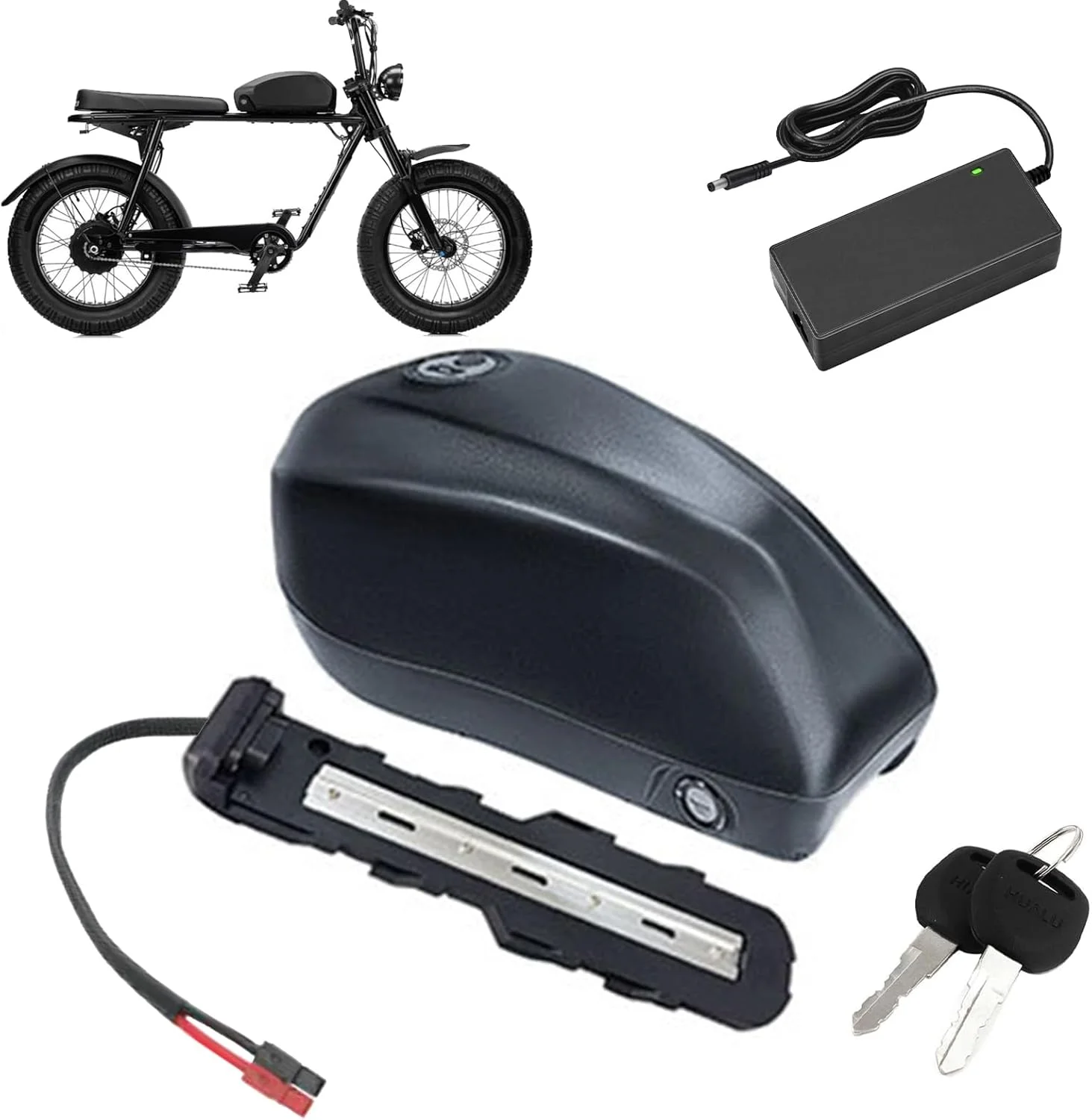 باطری 48 ولت دوچرخه برقی 48V 18Ah 25Ah 32Ah مدل باک سوخت برای موتور سیکلت 800W-1500W باطری لوله پایین 48 ولت با نمایشگر قدرت