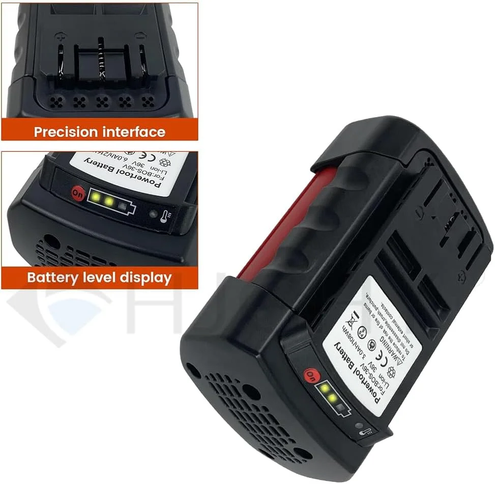 ابزار شارژی دستی 36 ولت، لوازم جانبی باتری لیتیومی 36 ولت 6 آمپر ساعت، باتری لیتیوم یونی جایگزین سازگار با B11536VSR/ GBH 36 VF-Li/GSR 36 V-Li