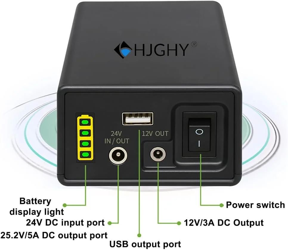 بسته باتری لیتیوم یون 24 ولت 28000mAh 28000mAh 35000mAh 44800mAh پاوربانک قابل حمل با خروجی های متعدد DC و USB برای تجهیزات نظارتی, 24v44800mah