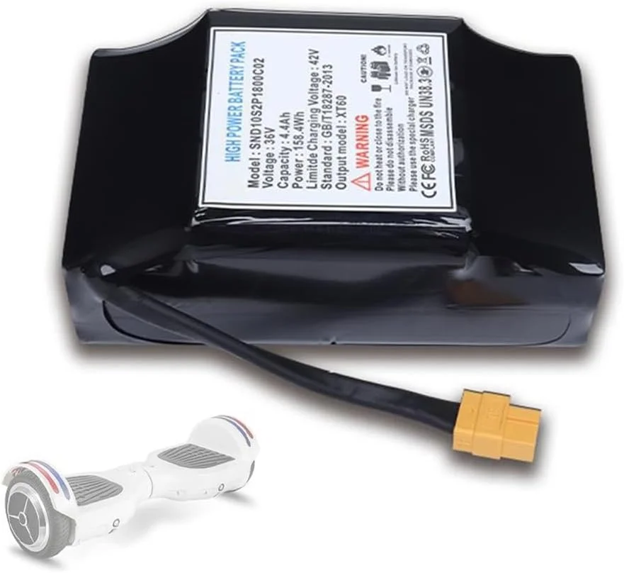 بسته باتری اسکوتر برقی 36 ولت 4.4 آمپر ساعت، 4400 میلی آمپر ساعت با BMS و XT60 برای کیت موتور اسکوتر تاشو 158.4 وات ساعت