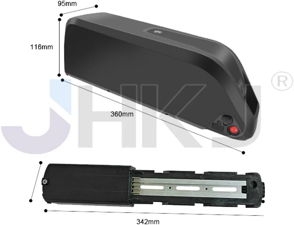 باتری دانتیوب ۲۴ ولت ۱۰ آمپر ساعت، ۱۳ آمپر ساعت، ۱۵ آمپر ساعت، ۱۷.۵ آمپر ساعت، ۲۰ آمپر ساعت ۳۶ ولت ۴۸ ولت ۱۰ آمپر ساعت، ۱۳ آمپر ساعت، ۱۵ آمپر ساعت، ۲۰ آمپر ساعت لیتیوم یون برای دوچرخه های برقی چرخ پهن به همراه صفحه ۵ پین، ۲۴ ولت، ۱۵ آمپر ساعت