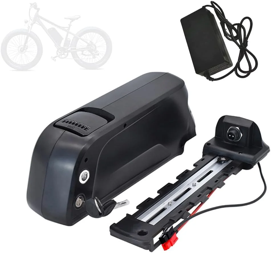 باطری لیتیوم یونی 48 ولت برای دوچرخه برقی، قابل نصب روی لوله پایین بدنه، با ظرفیت 10.4 آمپر ساعت، 12 آمپر ساعت و 13.6 آمپر ساعت، به همراه شارژر و پورت USB، مناسب برای موتورهای 0 تا 700 وات