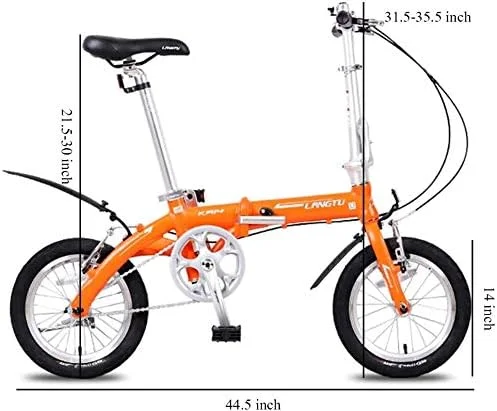 دوچرخه تاشو کوچک و ساده مد روز، سبک و قابل حمل، آلیاژ آلومینیوم 14 اینچی، دوچرخه شهری فوق العاده جمع و جور تک سرعته