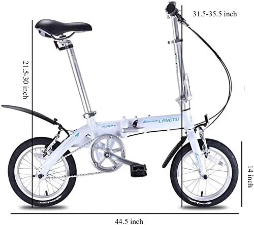 دوچرخه تاشو کوچک و ساده مد روز، سبک و قابل حمل، آلیاژ آلومینیوم 14 اینچی، دوچرخه شهری جمع و جور تک سرعته (رنگ: سفید) دوچرخه تاشو کوچک و ساده مد روز، سبک و قابل حمل، آلیاژ آلومینیوم 14 اینچی، دوچرخه شهری جمع و جور تک سرعته (رنگ: سفید)