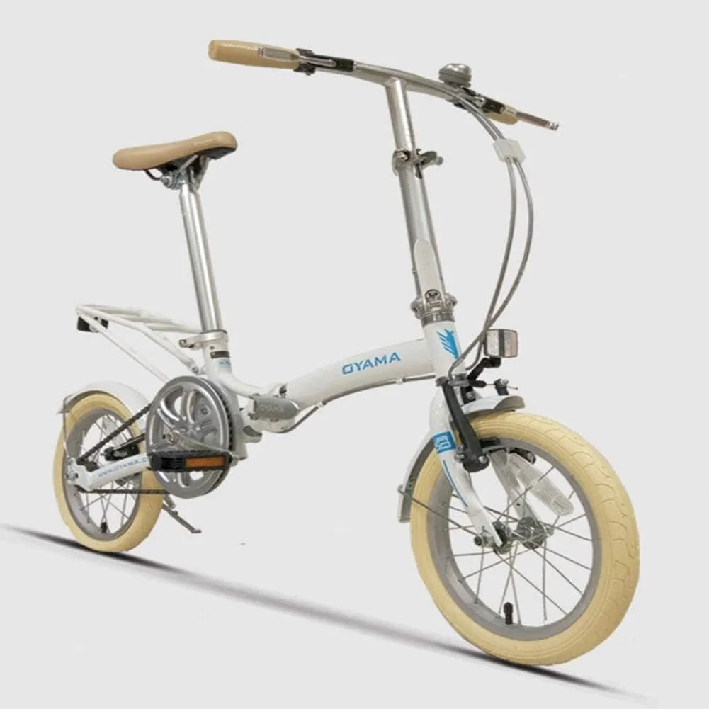 دوچرخه تاشو مینی ساده و شیک 14 اینچی بزرگسالان، تک سرعته، سبک وزن، قابل حمل، فوق العاده جمع و جور، مناسب رفت و آمد شهری (رنگ: سفید)