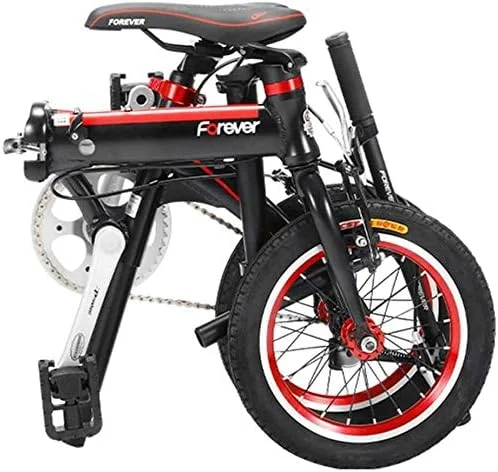 دوچرخه تاشو کوچک و ساده مد روز بزرگسالان 14 تک سرعته، دوچرخه تاشو سبک وزن برای دانش آموزان جوان (رنگ: مشکی)