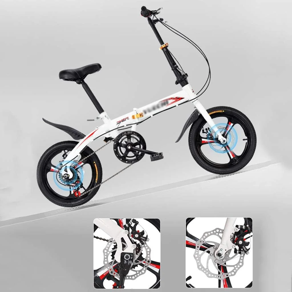 دوچرخه تاشو 16 اینچی شیک و ساده مناسب آقایان و بانوان، 6 سرعته با ترمز دیسکی دوبل و فریم فولادی کربنی