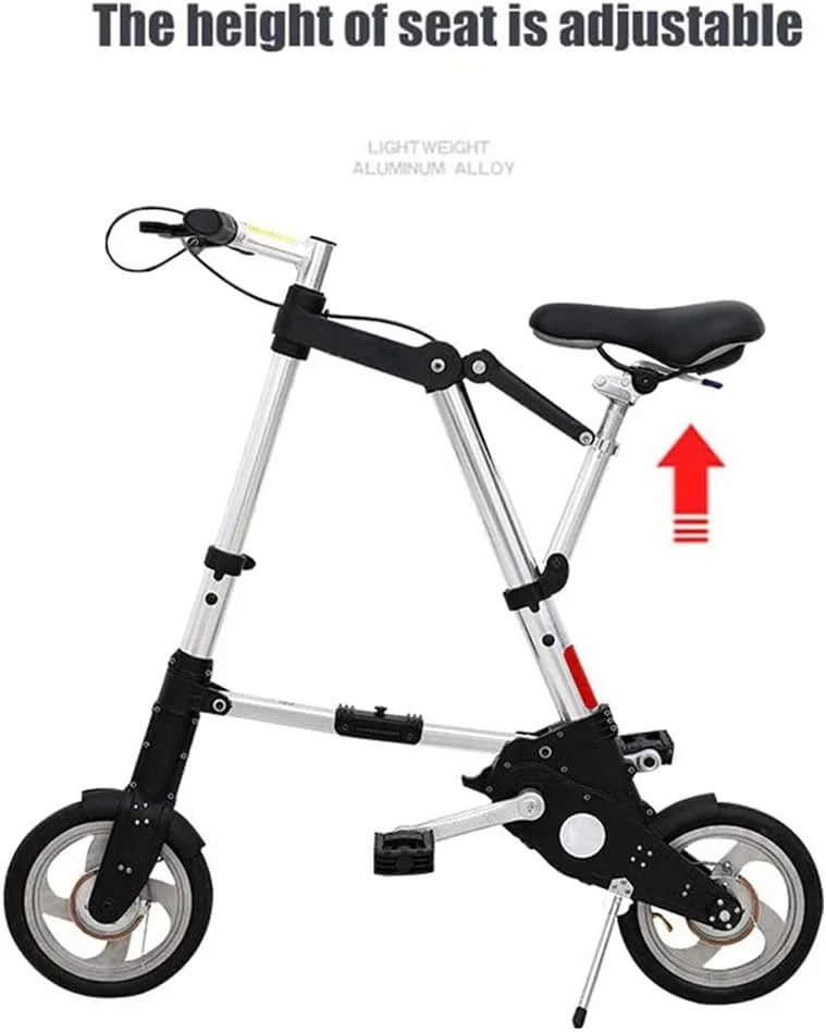 دوچرخه تاشو کوچک و سبک وزن با طراحی ساده و مدرن 10 اینچی، مناسب دانشجویان، راحت و قابل تنظیم، بدنه آلومینیومی، مناسب سفر و استفاده در فضای باز، برای آقایان و بانوان - مشکی