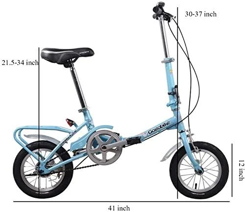 دوچرخه تاشو سبک وزن کودکان با طراحی ساده و مدرن، سایز 12، بدنه فولادی کربنی، مناسب دانش آموزان، تک سرعته، بدنه تقویت شده، مناسب رفت و آمد (رنگ: آبی)