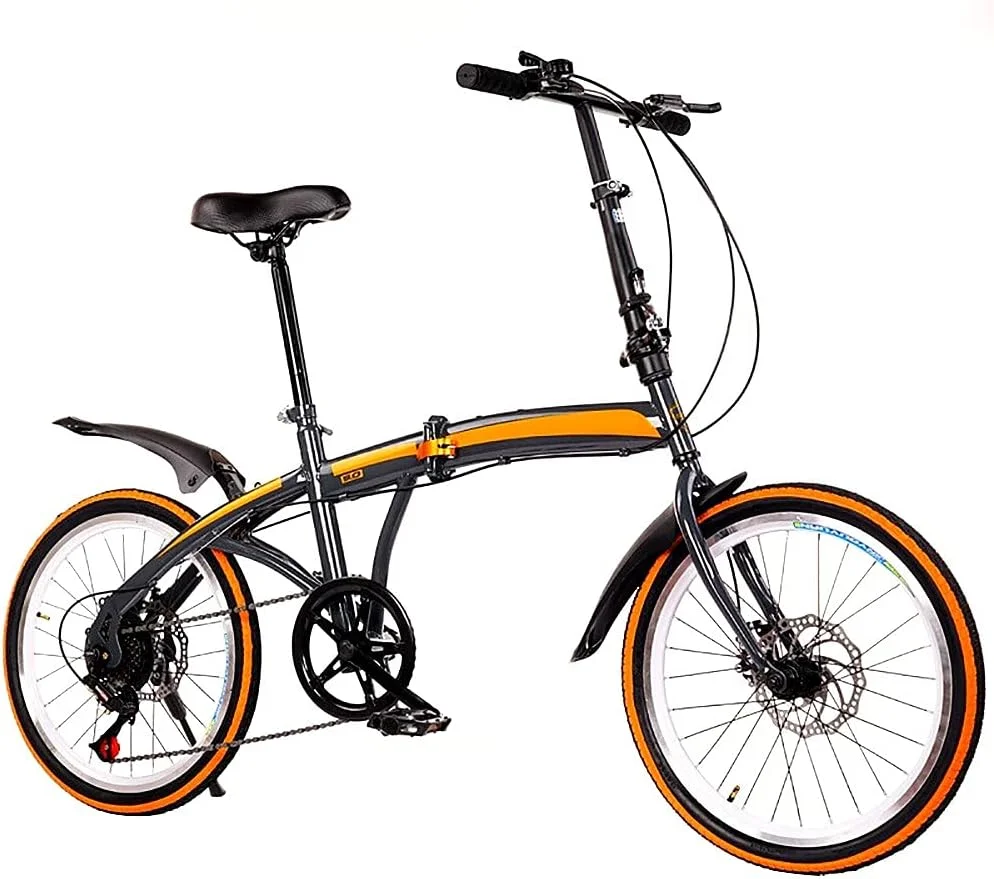 دوچرخه تاشو شهری ساده و شیک 20 اینچی با 7 دنده، دوچرخه تاشو فولادی کربنی کوچک، دوچرخه تاشو 7 سرعته متغیر مناسب برای بزرگسالان، دوچرخه شهری قابل حمل