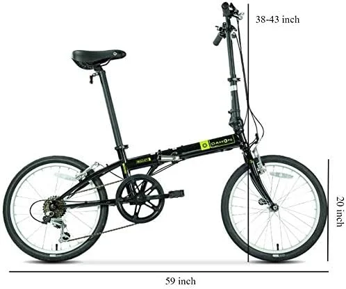 دوچرخه تاشو ساده و شیک بزرگسالان 20 اینچ 6 دنده با سرعت متغیر، صندلی قابل تنظیم، سبک وزن، قابل حمل، دوچرخه شهری تاشو، رنگ سفید (رنگ: مشکی)