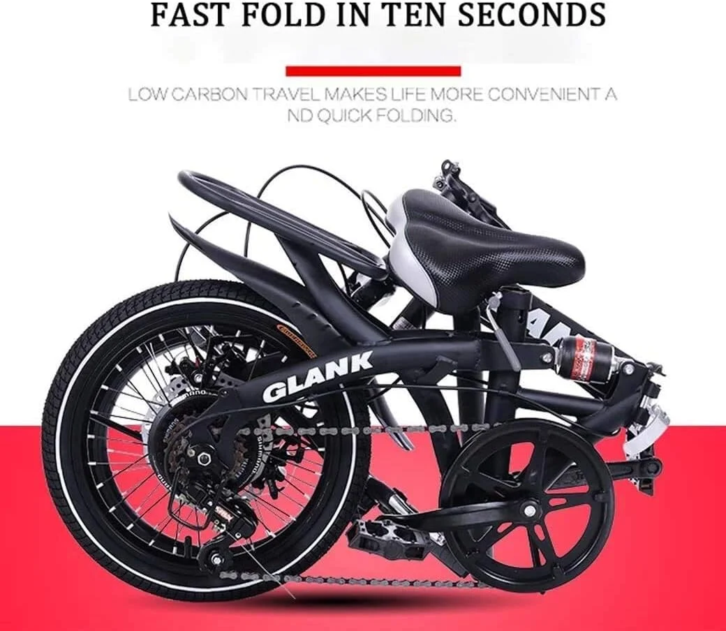 دوچرخه تاشو ساده و مد روز، سرعت متغیر، ترمز دیسکی دوبل، سیستم تعلیق کامل، ضد لغزش، مناسب بزرگسالان، دانش آموزان و کودکان، قابل حمل، در رنگ های متنوع - سایز 14 اینچ / 16 اینچ (رنگ: سفید، سایز: 16 اینچ)