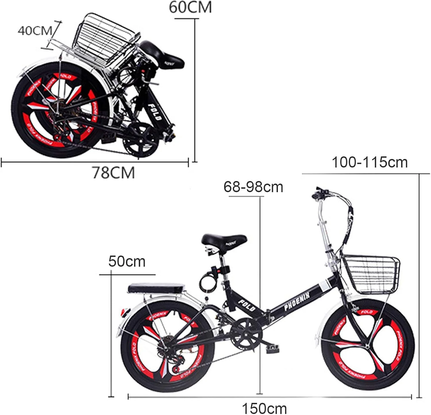 دوچرخه تاشو سبک و ساده، مینی و سبک وزن، مناسب شهر، دوچرخه تاشو 20 اینچی با سیستم تعلیق فشرده برای بزرگسالان، مردان، زنان، نوجوانان، دانشجویان، کارمندان اداری و محیط های شهری (رنگ: صورتی)