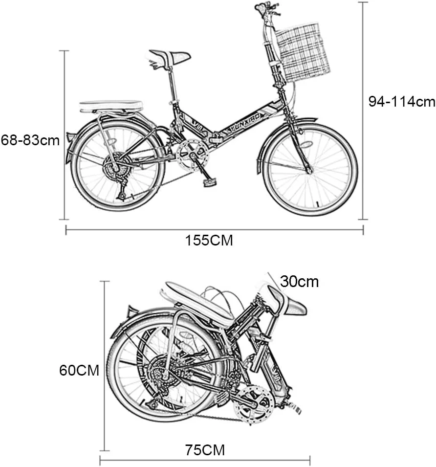 دوچرخه تاشو ساده و شیک با براکت، مینی قابل حمل، فوق سبک شهری، کوچک دانشجویی مردانه، دوچرخه کروز زنانه 16 اینچ / 20 اینچ