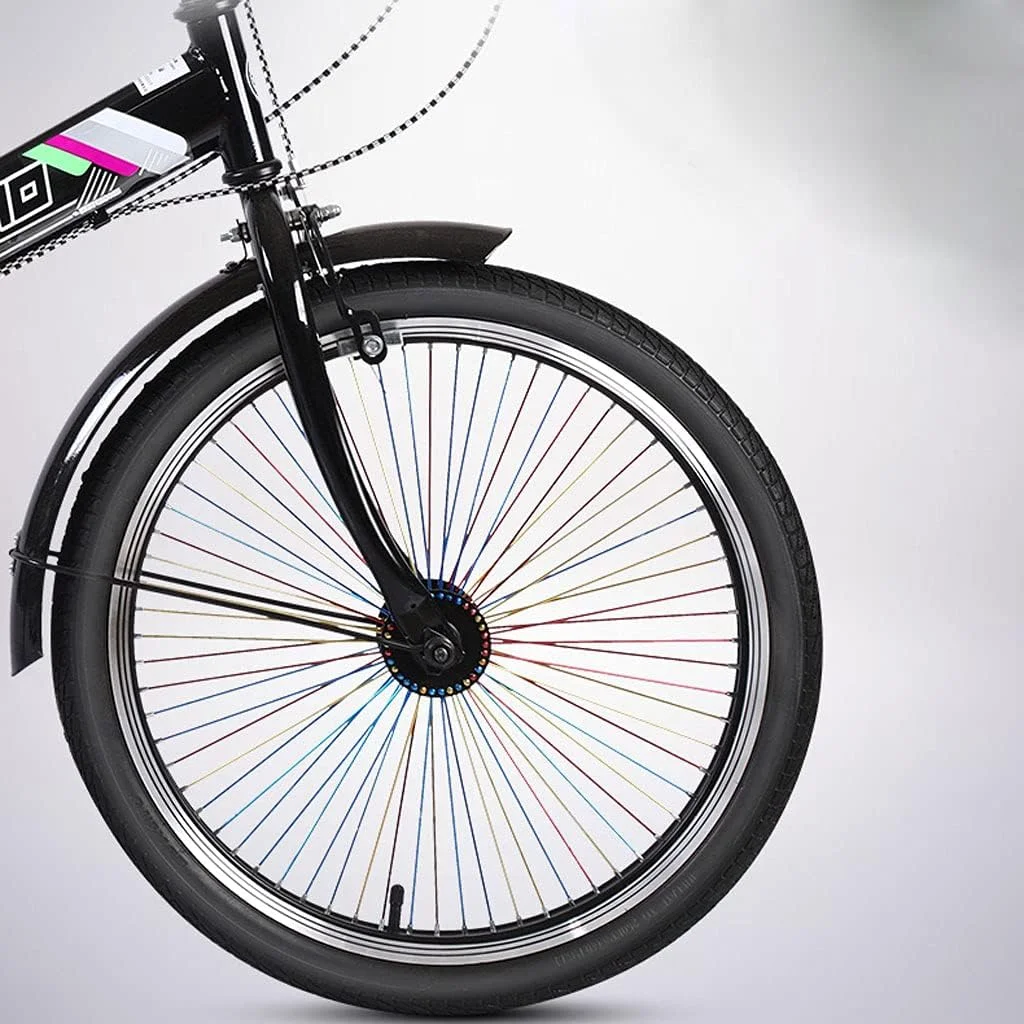 دوچرخه تاشو ساده و شیک فوق سبک قابل حمل کوچک با دنده متغیر 20 اینچی با قاب ضخیم تاشو سریع (رنگ: تک سرعته کمک فنر سفید، سایز: 16 اینچ)