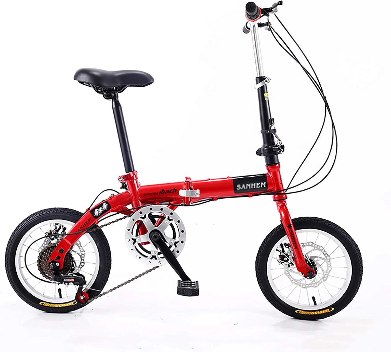 دوچرخه تاشو 14 اینچی ساده و مد روز، 5 سرعته، قابل حمل، جمع و جور، مناسب دانشجویان، دوچرخه سبک وزن شهری برای مردان، زنان و کودکان، 4 رنگ