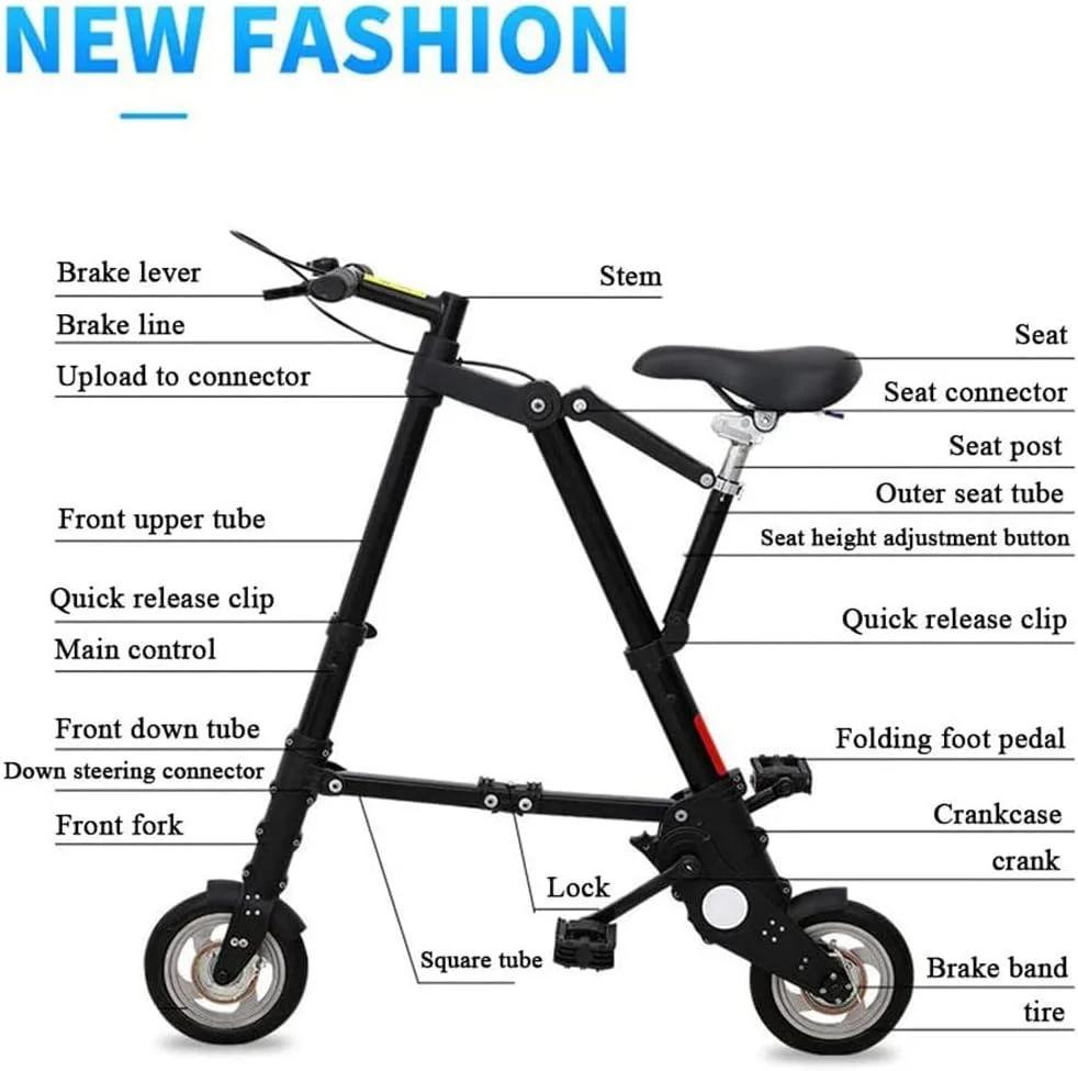 دوچرخه تاشو ساده و شیک ۱۰ اینچی، مدل های مردانه و زنانه، دوچرخه سبک وزن تاشو کوچک بزرگسال، سفید