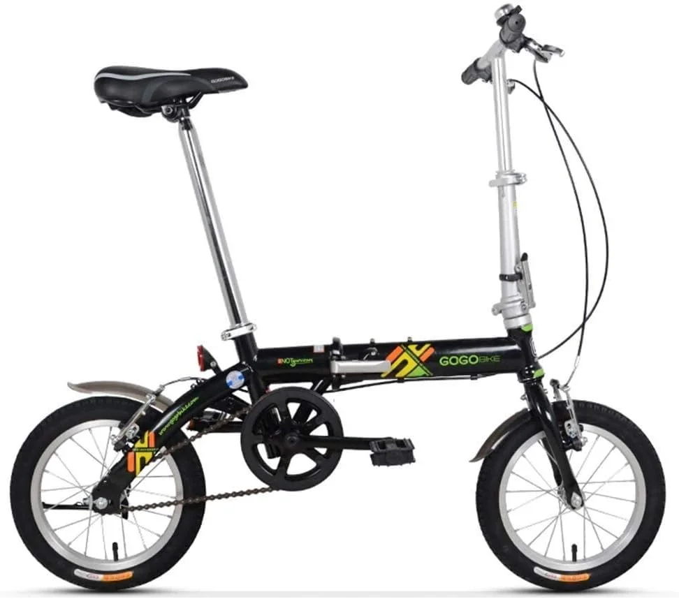 دوچرخه تاشو ساده و شیک مناسب بزرگسالان، دوچرخه تاشو تک سرعته مناسب کودکان و نوجوانان، دوچرخه سبک و قابل حمل مینی با فریم تقویت شده 14 اینچی، مناسب رفت و آمد (رنگ: مشکی)