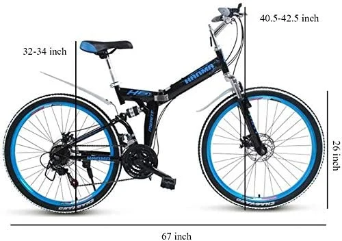 دوچرخه تاشو بزرگسالان با طراحی ساده و مدرن، ترمز دیسکی دوبل، دوچرخه کوهستانی تاشو با فنربندی دوگانه، دوچرخه مسافرتی قابل حمل (رنگ: مشکی، سایز: 2627 دنده) دوچرخه تاشو بزرگسالان با طراحی ساده و مدرن، ترمز دیسکی دوبل، دوچرخه کوهستانی تاشو با فنربندی دوگانه، دوچرخه مسافرتی قابل حمل (رنگ: مشکی، سایز: 2627 دنده)