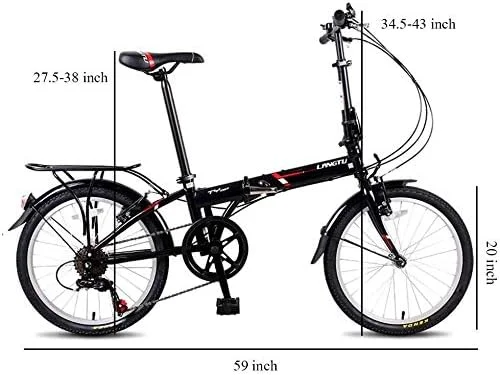 دوچرخه تاشو بزرگسالان با طراحی ساده و مدرن، سایز 20، 7 دنده، سبک و قابل حمل، ساخته شده از فولاد کربنی با استحکام بالا، مناسب برای رفت و آمد شهری به همراه ترکبند عقب (رنگ: مشکی) دوچرخه تاشو بزرگسالان با طراحی ساده و مدرن، سایز 20، 7 دنده، سبک و قابل حمل، ساخته شده از فولاد کربنی با استحکام بالا، مناسب برای رفت و آمد شهری به همراه ترکبند عقب (رنگ: مشکی)