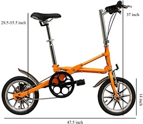 دوچرخه تاشو ساده و شیک مناسب بزرگسالان، مینی سایز 14 اینچ با ترمز دیسکی، دوچرخه تاشو مردانه و زنانه، فولاد کربنی با استحکام بالا، قاب تقویت شده فوق العاده جمع و جور، مناسب رفت و آمد (رنگ: نارنجی، اندازه: تک سرعته) دوچرخه تاشو ساده و شیک مناسب بزرگسالان، مینی سایز 14 اینچ با ترمز دیسکی، دوچرخه تاشو مردانه و زنانه، فولاد کربنی با استحکام بالا، قاب تقویت شده فوق العاده جمع و جور، مناسب رفت و آمد (رنگ: نارنجی، اندازه: تک سرعته)