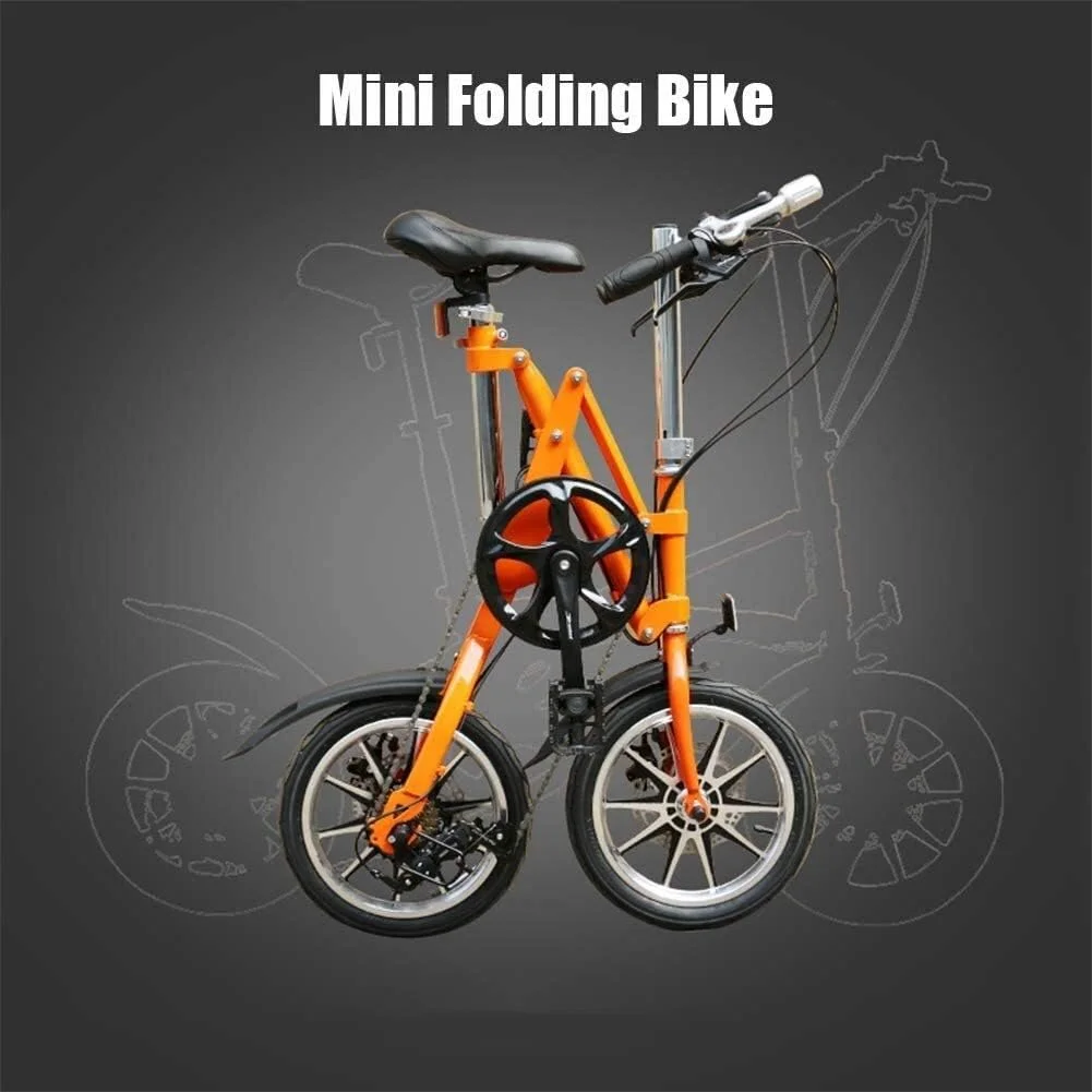 دوچرخه تاشو ساده و شیک مناسب بزرگسالان، مینی سایز 14 اینچ با ترمز دیسکی، دوچرخه تاشو مردانه و زنانه، فولاد کربنی با استحکام بالا، قاب تقویت شده فوق العاده جمع و جور، مناسب رفت و آمد (رنگ: نارنجی، اندازه: تک سرعته) دوچرخه تاشو ساده و شیک مناسب بزرگسالان، مینی سایز 14 اینچ با ترمز دیسکی، دوچرخه تاشو مردانه و زنانه، فولاد کربنی با استحکام بالا، قاب تقویت شده فوق العاده جمع و جور، مناسب رفت و آمد (رنگ: نارنجی، اندازه: تک سرعته)