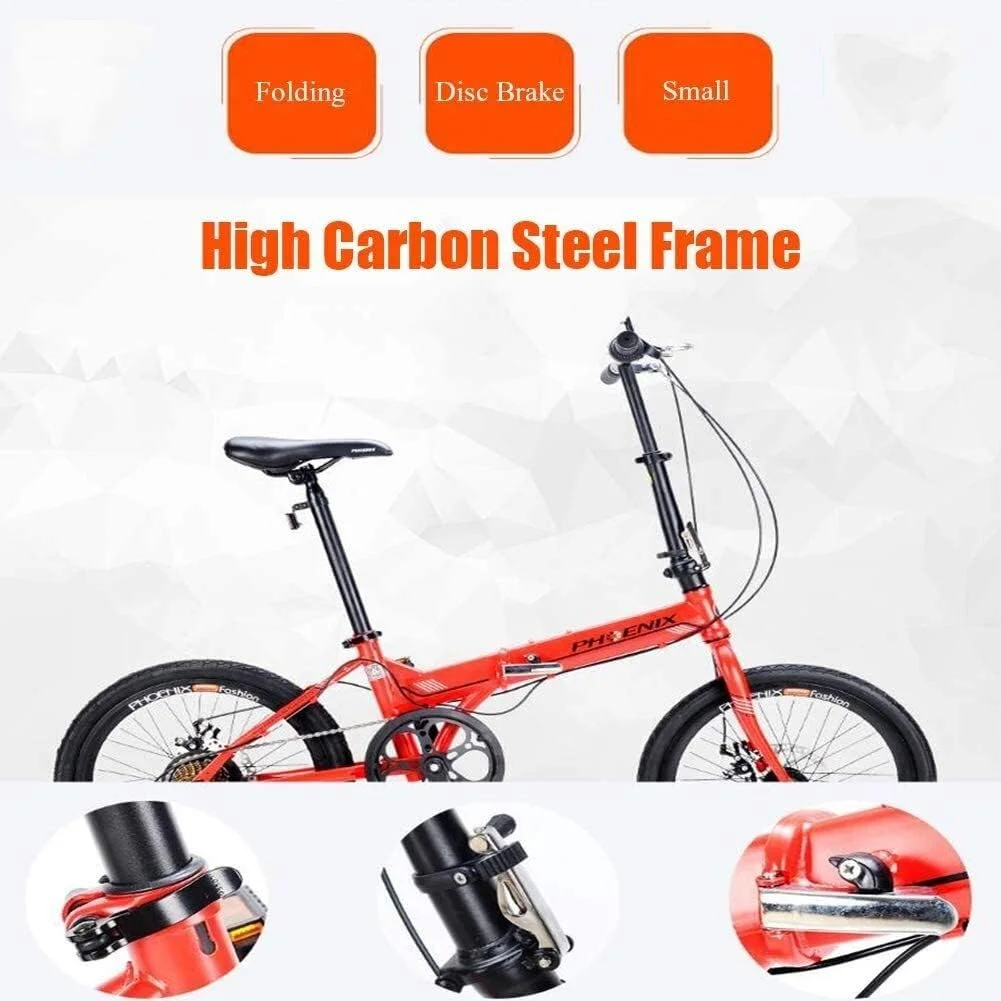 دوچرخه تاشو بزرگسالان با طراحی ساده و مدرن، سایز 20، 7 دنده، ترمز دیسکی، مینی تاشو، فولاد کربنی سبک وزن، قاب تقویت شده قابل حمل، دوچرخه رفت و آمد قرمز (رنگ: قرمز) دوچرخه تاشو بزرگسالان با طراحی ساده و مدرن، سایز 20، 7 دنده، ترمز دیسکی، مینی تاشو، فولاد کربنی سبک وزن، قاب تقویت شده قابل حمل، دوچرخه رفت و آمد قرمز (رنگ: قرمز)