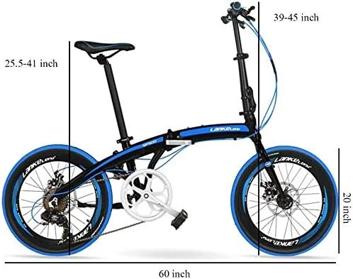 دوچرخه تاشو 7 سرعته ساده و شیک بزرگسالان، دوچرخه تاشو سبک وزن 20 اینچی، فریم آلیاژ آلومینیوم، دوچرخه تاشو قابل حمل سبک وزن، سفید، 5 پره، سایز: 5 اینچ (رنگ: آبی، سایز: پره)