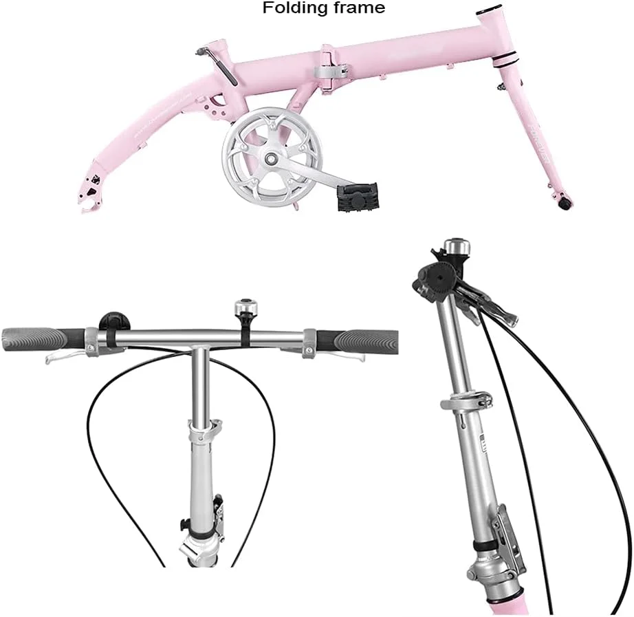 دوچرخه تاشو 6 سرعته با زین راحت، 16 اینچی، با فریم فولادی، مناسب تردد شهری - سفید