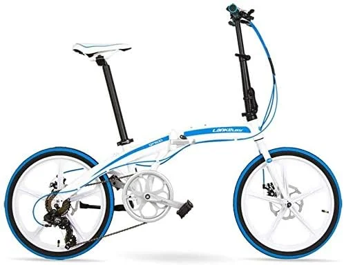 دوچرخه تاشو 7 سرعته ساده و شیک بزرگسالان، مناسب آقایان و بانوان، 20 اینچ، سبک وزن، بدنه آلیاژ آلومینیوم، قابل حمل و تاشو، سفید، 5 پره، سایز: 5 اینچ (رنگ: سفید، سایز: 5 اینچ)