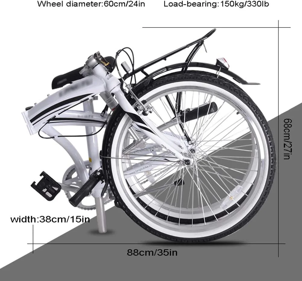 دوچرخه تاشو 24 اینچی شیک و ساده تک سرعته با فریم آلومینیومی سبک وزن، دوچرخه جمع و جور تاشو با زین راحت، رک و گلگیر برای بزرگسالان - قهوه ای