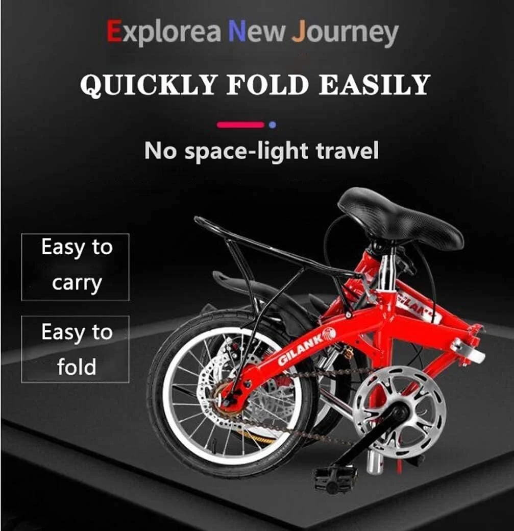 دوچرخه شهری تاشو سبک وزن با ترمز دیسکی دوبل، سبد جلو و باربند عقب، سایز: 14 اینچ، رنگ: سبز (رنگ: سبز، سایز: 20 اینچ)