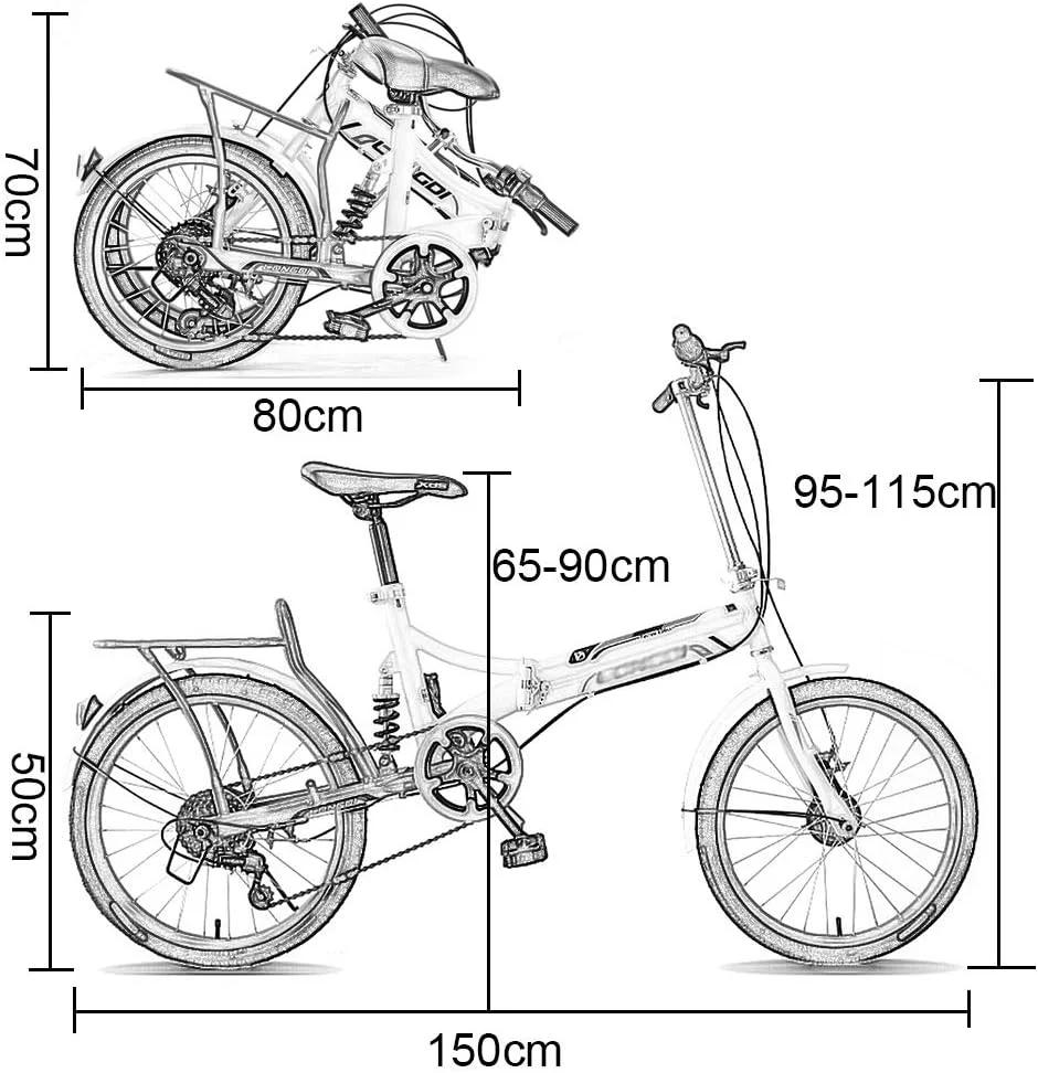 دوچرخه تاشو 20 اینچی 6 سرعته با طراحی ساده و مد روز، دوچرخه تاشو سبک وزن دانشجویی مناسب آقایان و بانوان، دارای سیستم کمک فنر