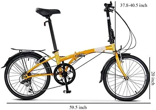 دوچرخه تاشو 20 اینچی با طراحی ساده و مدرن، 6 سرعته، سبک وزن، با فریم فولادی کربنی مقاوم و رک عقب (رنگ: بژ)