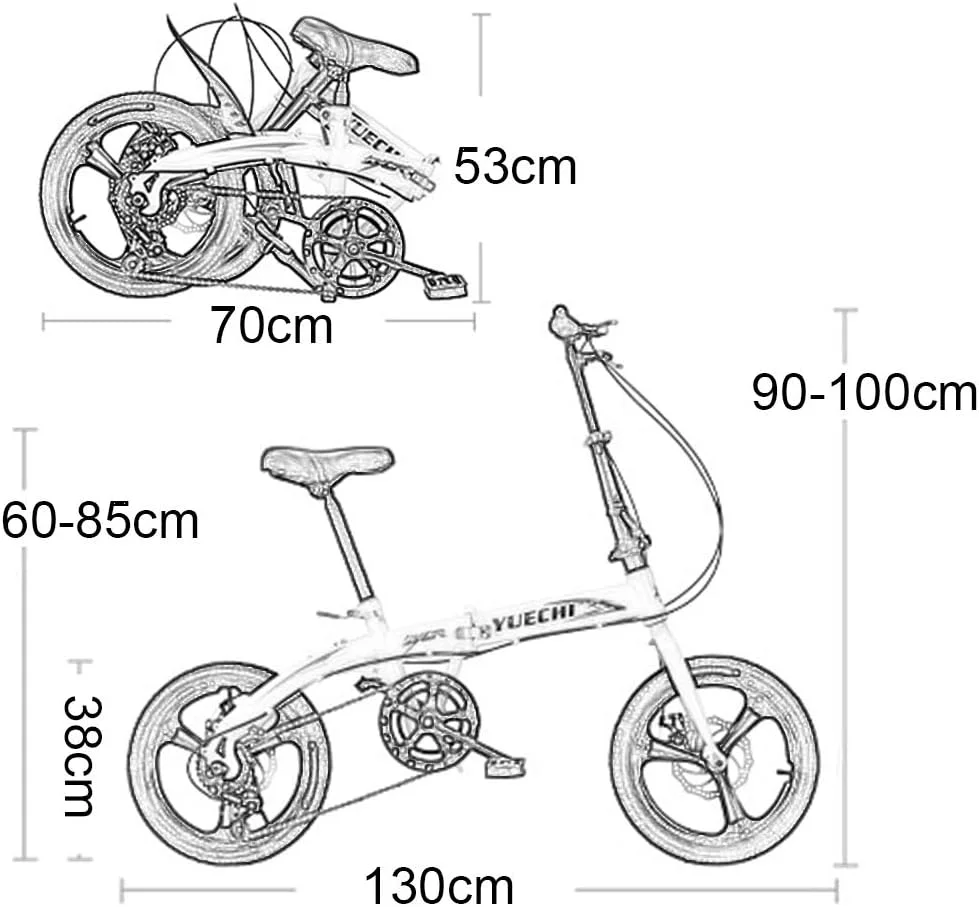 دوچرخه تاشو 16 اینچی با طراحی ساده و مدرن، مینی، سبک و قابل حمل، مناسب برای دانشجویان و بزرگسالان، 6 دنده، مناسب برای آقایان و بانوان، دوچرخه شهری