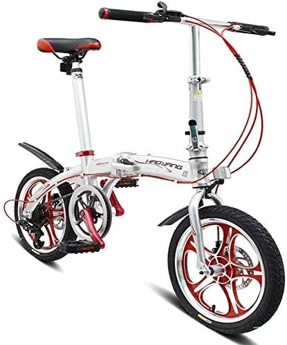 دوچرخه تاشو 16 اینچی ساده و شیک مناسب آقایان، بانوان و دانشجویان، 6 سرعته، ترمز دیسکی دوبل، آلیاژ آلومینیوم، سبک و قابل حمل - مشکی (رنگ: سفید)