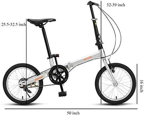 دوچرخه تاشو 16 اینچی با طراحی ساده و مدرن، ساخته شده از فولاد کربنی سبک وزن، تک سرعته مینی با فریم تقویت شده، مناسب رفت و آمد، سبک و قابل حمل (رنگ: نقره ای)