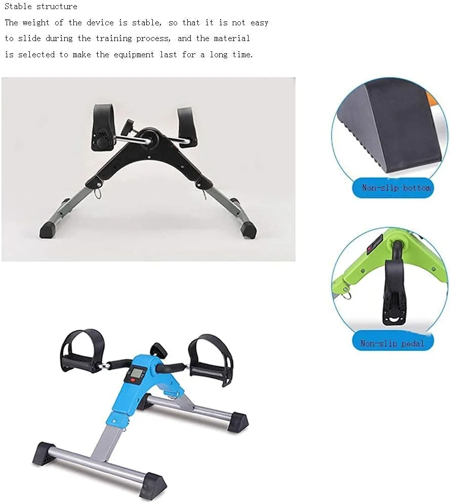 دستگاه مینی دوچرخه ورزشی تاشو برای تمرین پا با مقاومت قابل تنظیم و نمایشگر دیجیتال، سبز