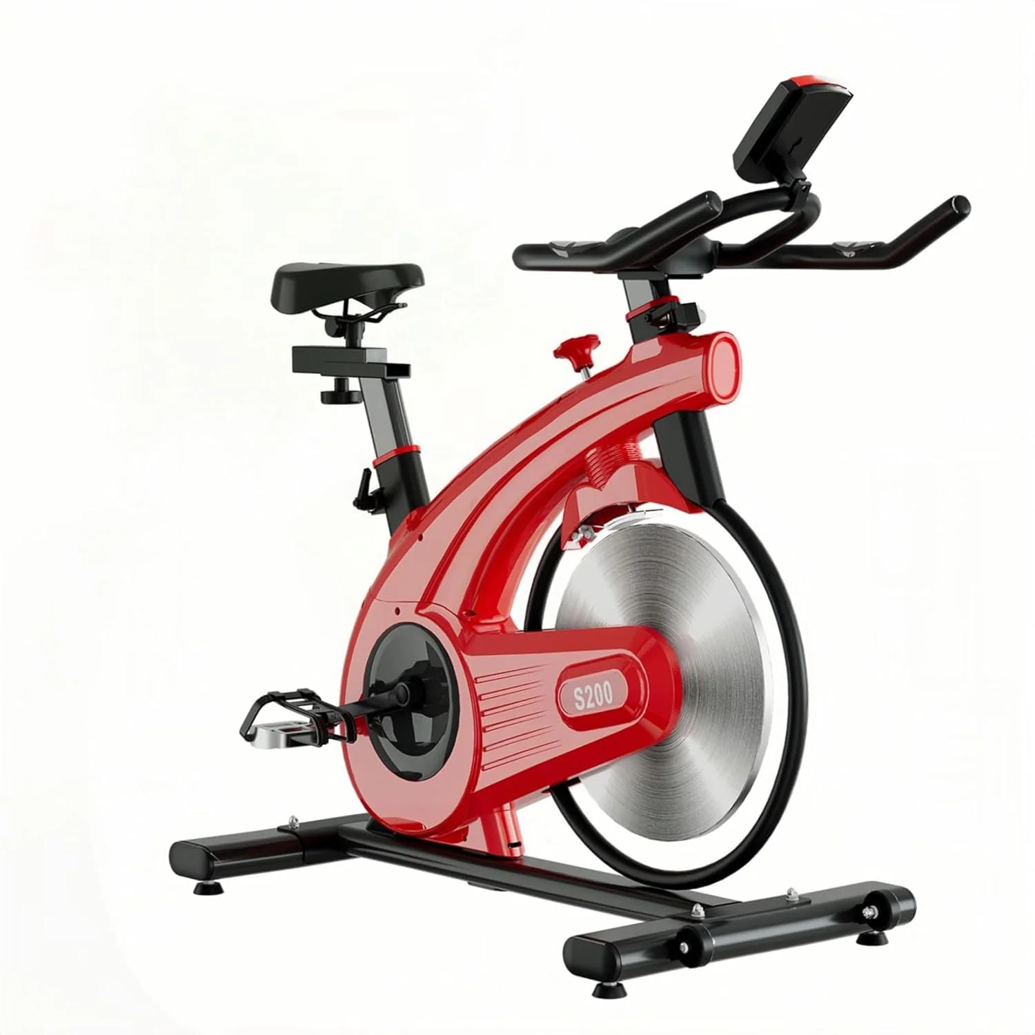 دوچرخه ثابت ورزشی خانگی، دوچرخه ثابت داخل سالن با پایه نگهدارنده تلفن هوشمند و نمایشگر ضربان نبض دیجیتال، دوچرخه ورزشی تاشو حرفه ای