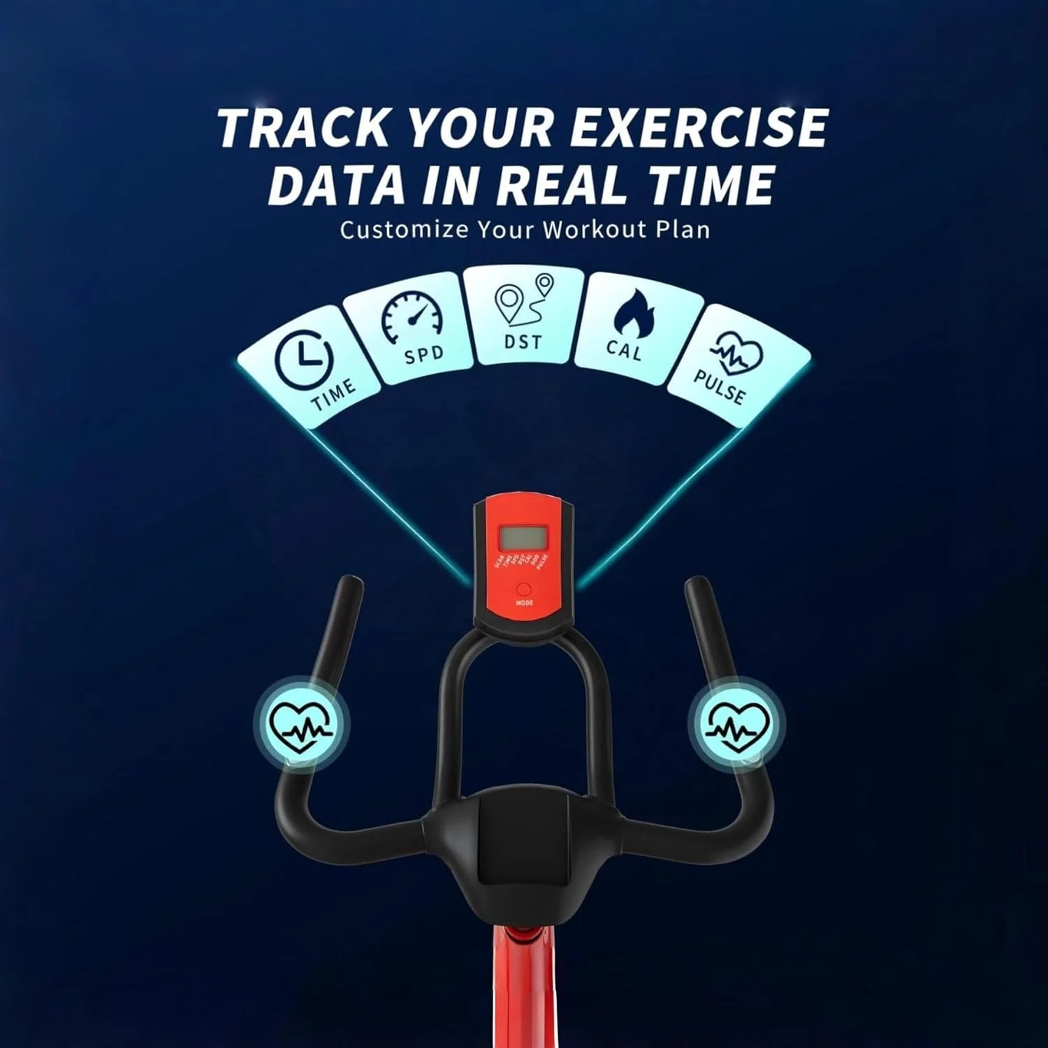 دوچرخه ثابت ورزشی خانگی، دوچرخه ثابت داخل سالن با پایه نگهدارنده تلفن هوشمند و نمایشگر ضربان نبض دیجیتال، دوچرخه ورزشی تاشو حرفه ای