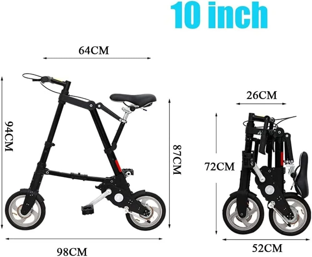 دوچرخه تاشو 10 اینچی ساده و شیک، دوچرخه تاشو کوچک و سبک وزن مناسب بزرگسالان، دوچرخه مسافرتی و شهری قابل تنظیم - سفید