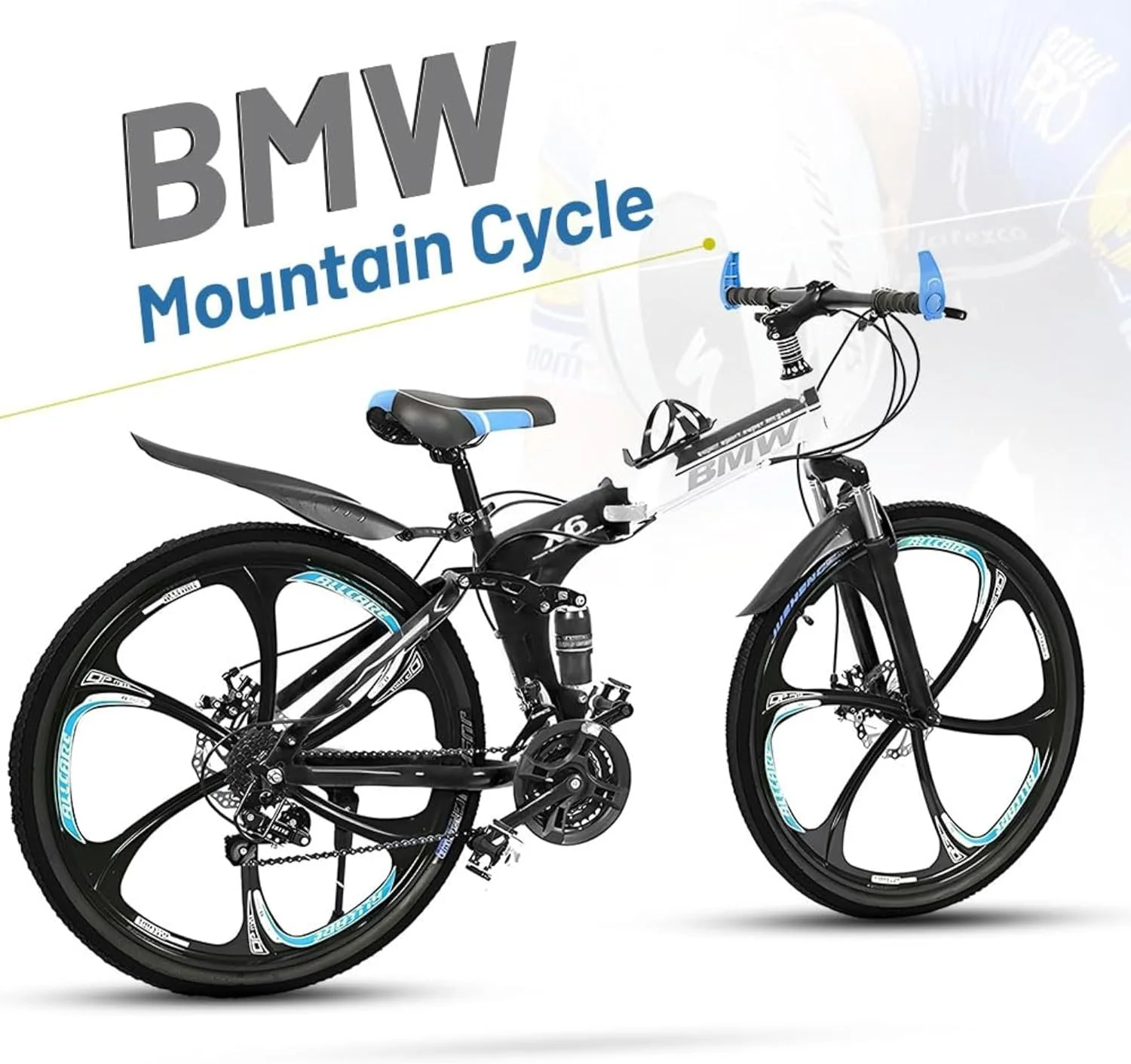 دوچرخه تاشو ورزشی کوهستان، دوچرخه ۲۶ اینچی با فریم فولادی کربنی، دارای ۲۱ دنده و ترمز دیسکی دوبل. مشکی S6 (مناسب برای همه)