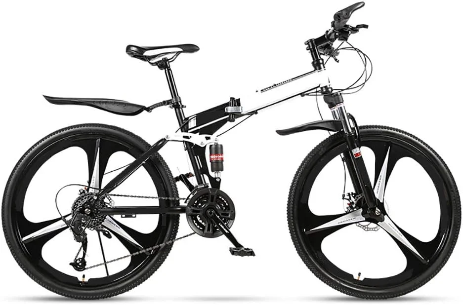 دوچرخه کوهستان تاشو، دوچرخه ام تی بی با چرخ 3 برش 21/24/27 سرعته، 24/26 اینچ سبک و بادوام برای دوچرخه سواری مردان و زنان - سفید