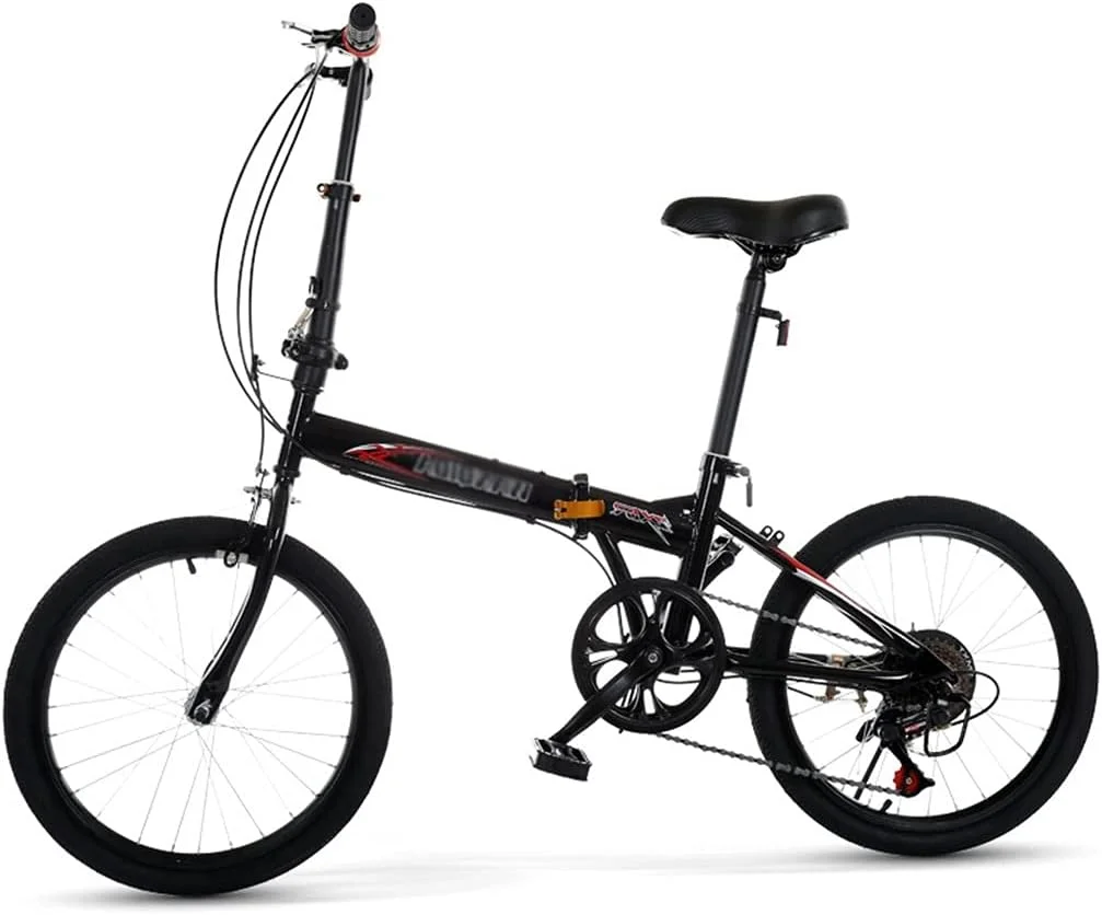 دوچرخه تاشو شهری بچه گانه ۱۶/۲۰ اینچ، دارای گلگیر جلو و عقب، آلومینیومی ۶ سرعته با ترمز دیسکی دوبل برای بزرگسالان، زنان و مردان