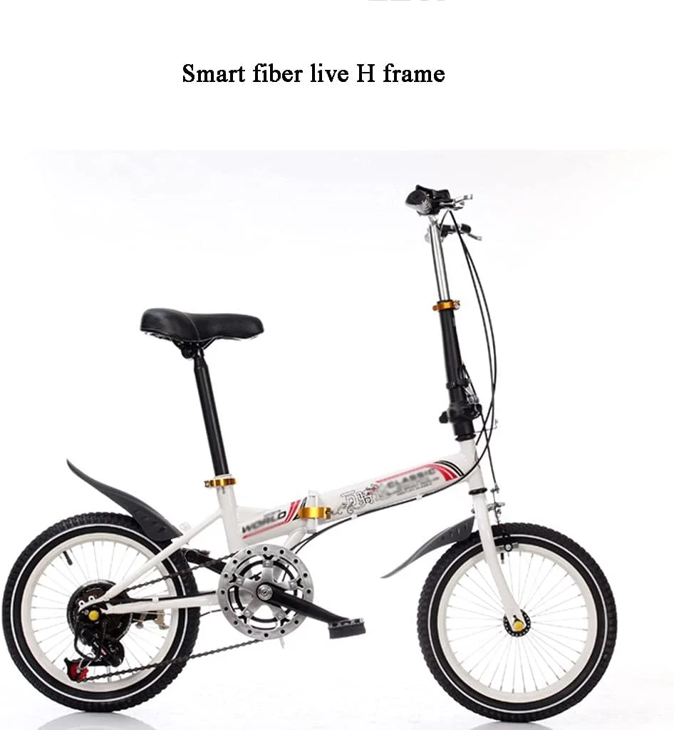 دوچرخه تاشو شهری بچه گانه ۱۶/۲۰ اینچ، دارای گلگیر جلو و عقب، آلومینیومی ۶ سرعته با ترمز دیسکی دوبل برای بزرگسالان، زنان و مردان